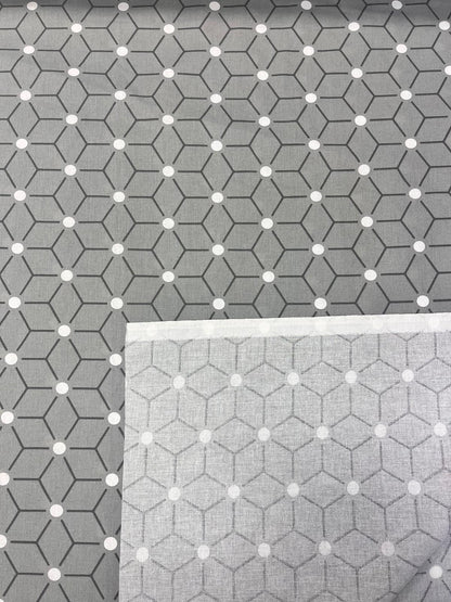 Image with 100% cotton fabric - gray geometric pattern 125 g/m² – available at Šarlotes audumi