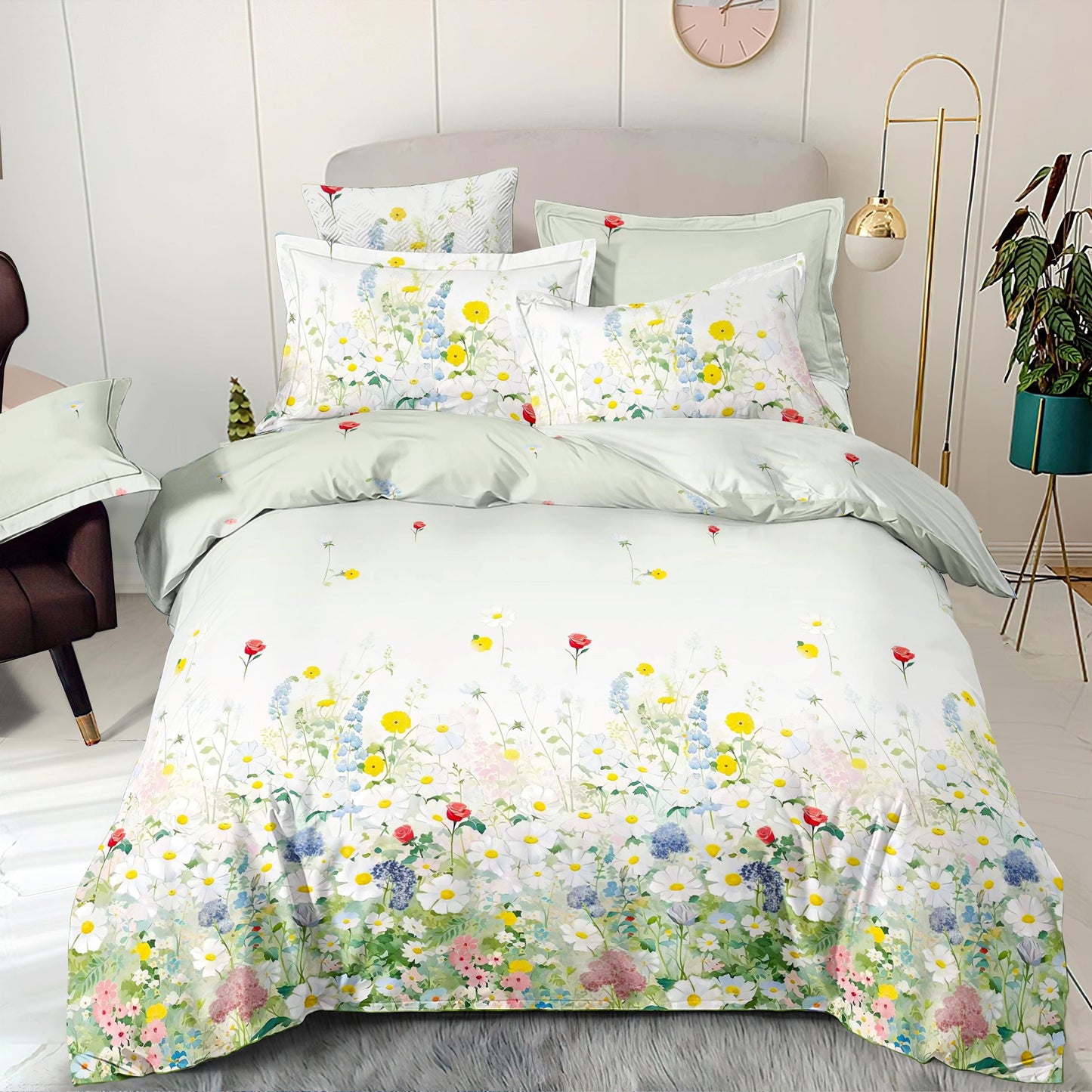 Tissu 100 % coton aux fleurs des prés et coquelicots, 220 cm – disponible en ligne chez Šarlotes audumi