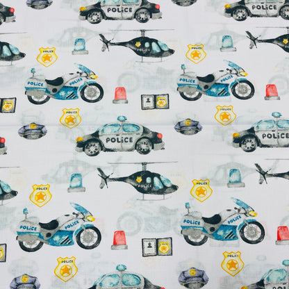 100% Cotton fabric - police transport 130 g/m²
