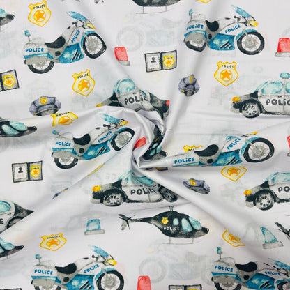 100% Cotton fabric - police transport 130 g/m²