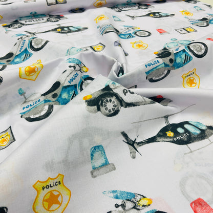 100% Cotton fabric - police vehicles 130 g/m²