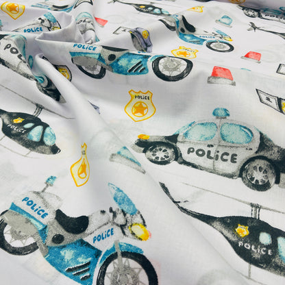 100% Cotton fabric - police vehicles 130 g/m²