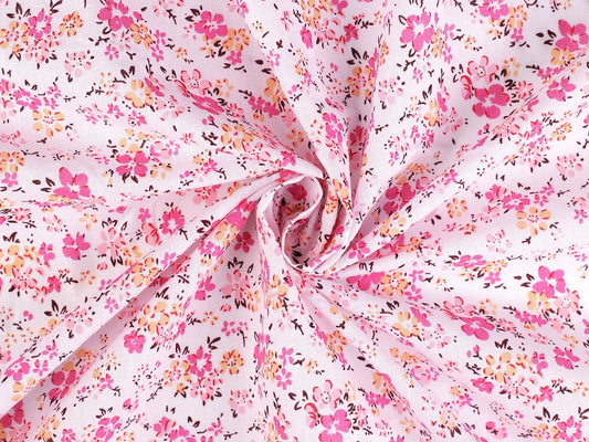 Image of 100% cotton fabric - pink delicate flowers - available online at Šarlotes audumi