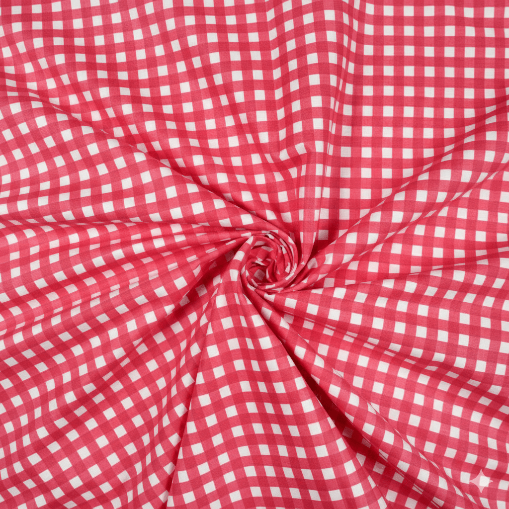 Image with 100% cotton fabric - red checks 130 g/m² – available at Šarlote fabrics