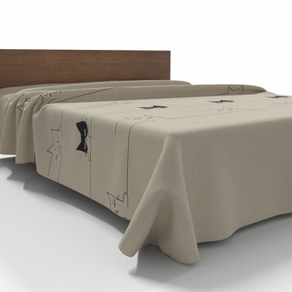 Image avec tissu 100 % coton beige à motifs de chats, 220 cm – disponible en ligne chez Charlotte's Fabrics