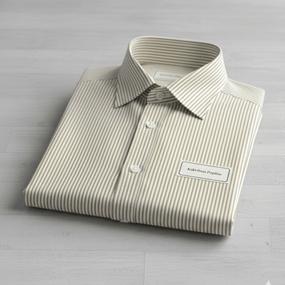 Image with 100% cotton fabric - sand-colored stripes 125 g/m² – available at Šarlotes audumi