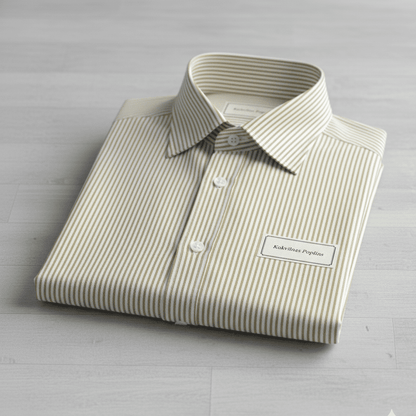 Image with 100% cotton fabric - sand-colored stripes 125 g/m² – available at Šarlotes audumi