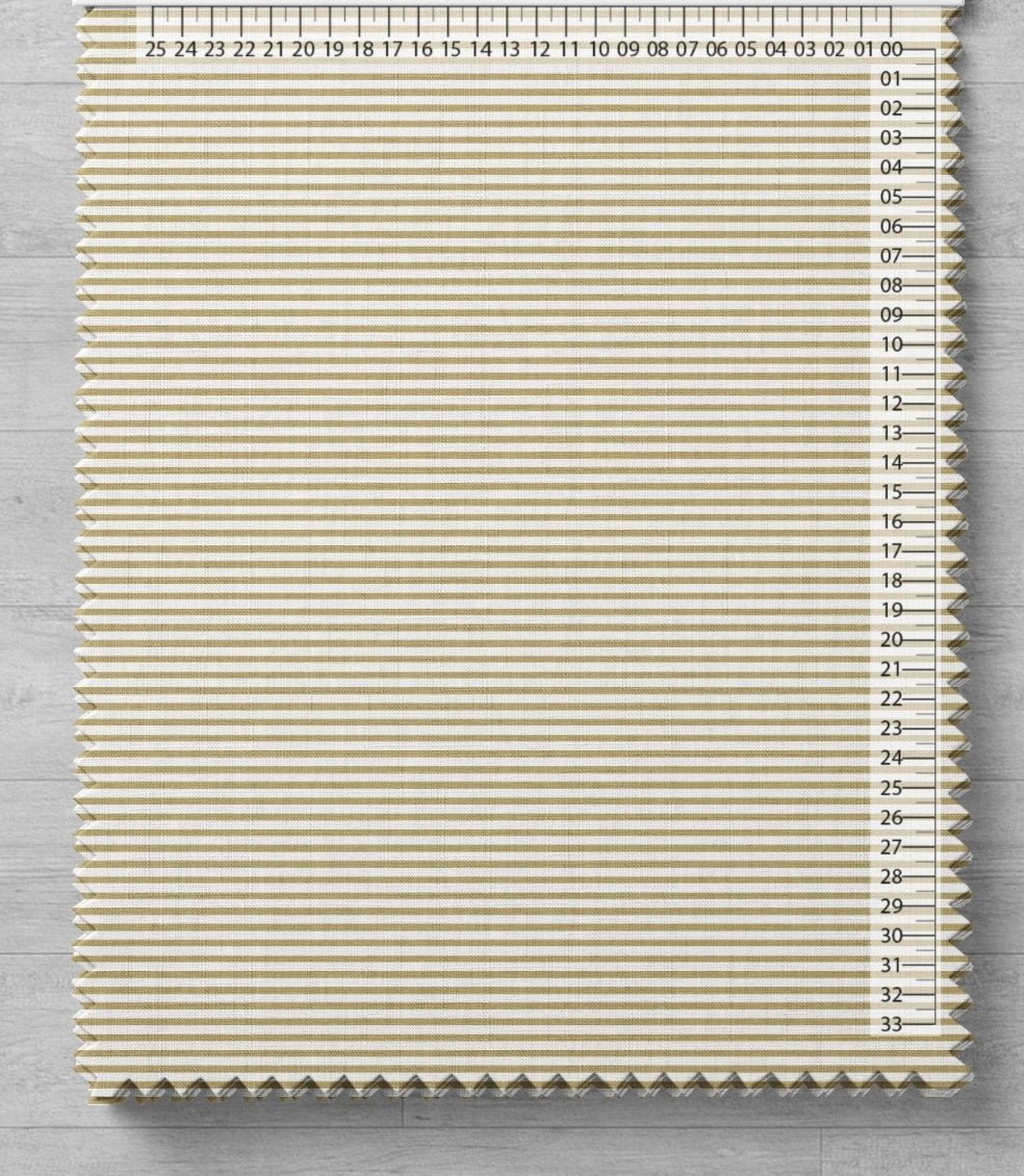Image of 100% cotton fabric - sand-colored stripes 125 g/m² – available at Šarlotes audumi