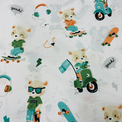 100% Cotton Fabric - Sporty Bear 125 g/m²