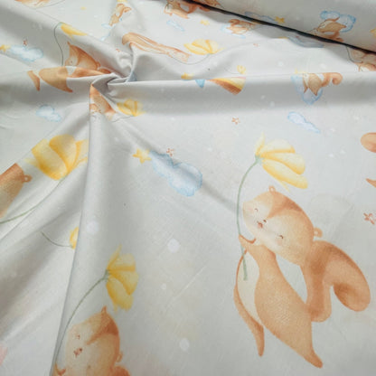 Tissu 100 % coton en mousseline à fleurs 130 g/m²