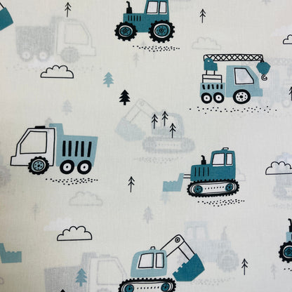 Image with 100% cotton fabric - tractors 125 g/m – available at Šarlotes audumi