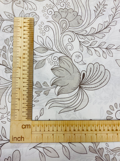 100% Cotton fabric - floral outline 220 cm 125 g/m²