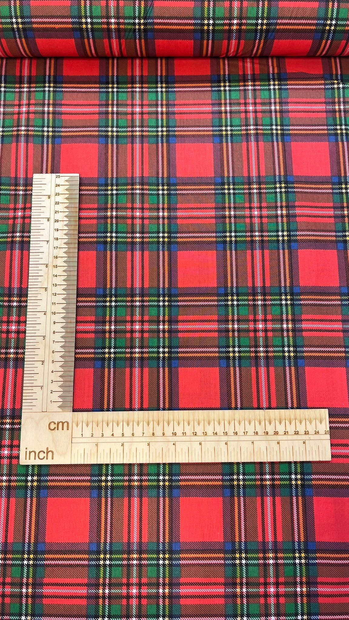 Image of 100% cotton fabric - Christmas red plaid - available online at Charlotte Fabrics