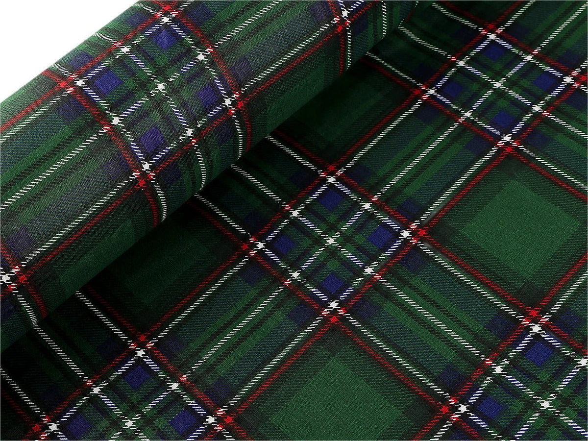 Image of 100% cotton fabric - green Christmas plaid, available online at Šarlotes audumi