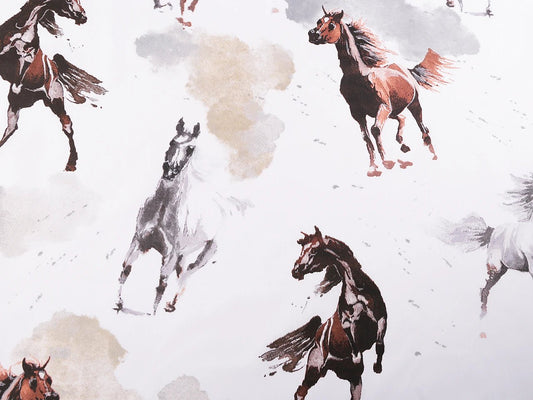Image of 100% cotton fabric - horses 125 g/m² – available at Šarlotes audumi