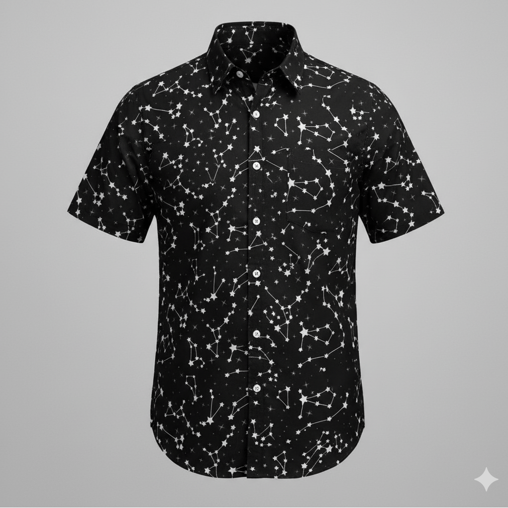 Image en tissu 100 % coton - constellation 125 g/m² – disponible chez Šarlotes audumi