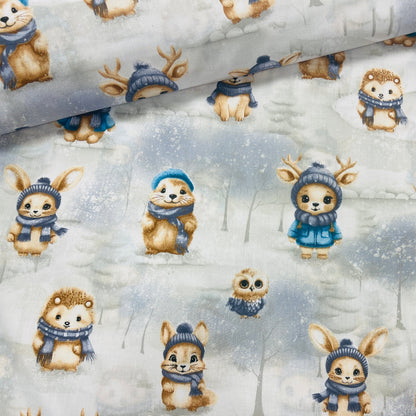 100% Cotton fabric - animals in scarves 125 g/m