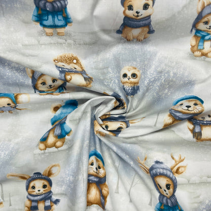 100% cotton fabric - animals in scarves 125 g/m