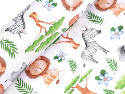 100% Cotton fabric - animals and Baobab tree 130 g/m²