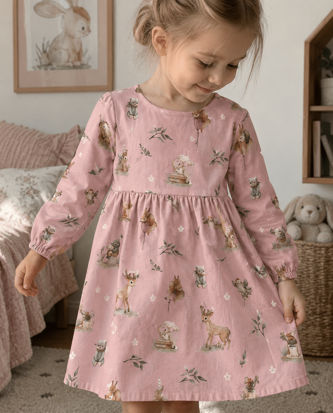 Image of 100% cotton flannel with flowers on pink – available online at Charlotte's Fabrics