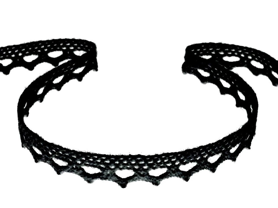 Image with 100% cotton lace 1.1 cm - black – available at Šarlotes audumi