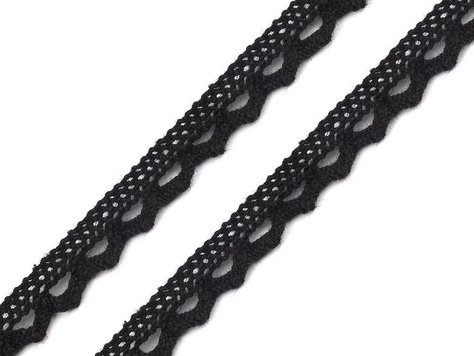 Image with 100% cotton lace 1.1 cm - black – available at Šarlotes audumi
