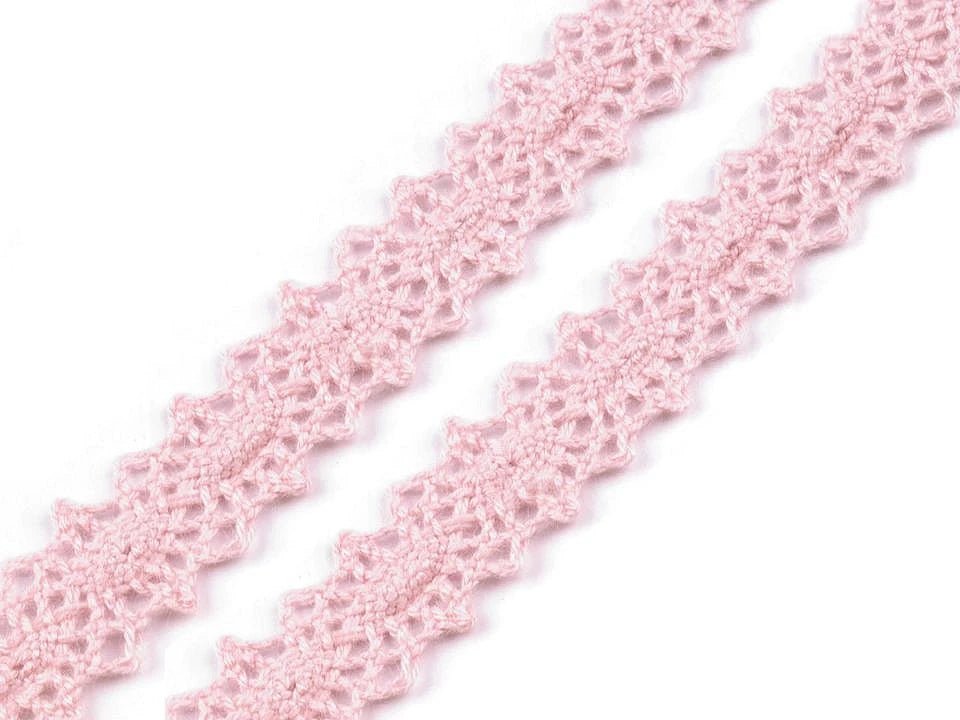 Image avec dentelle 100 % coton 1,2 cm - rose – disponible chez Šarlotes audumi