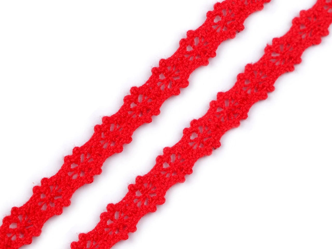 Image of 100% cotton lace, 1,2 cm - red – available at Šarlotes audumi