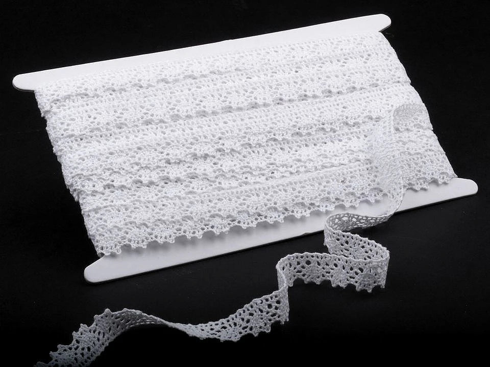 Image with 100% cotton lace 1.5 cm - white – available at Šarlotes audumi