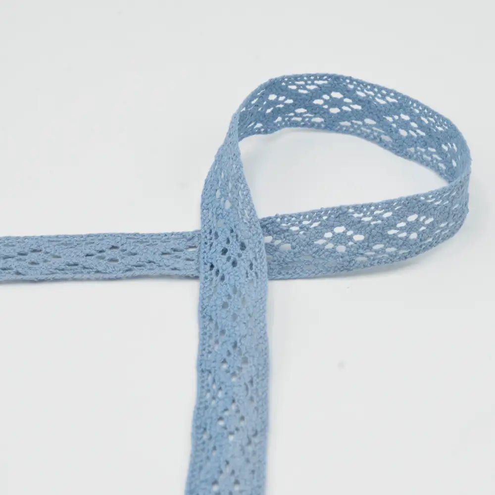 Image of 100% cotton lace - 2 cm light blue – available at Šarlotes audumi