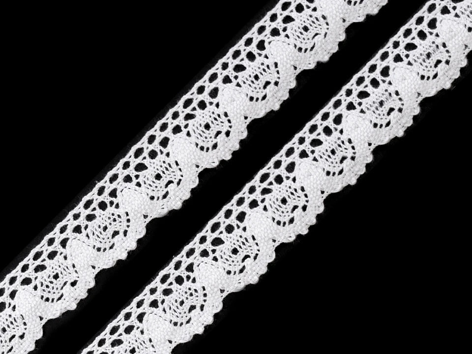 Attēls ar 100% Kokvilnas mežģīne 2,5 cm - balta – pieejams Šarlotes audumi