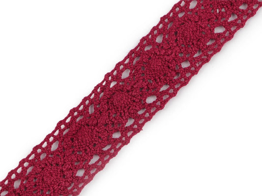 Image with 100% cotton lace 3 cm - burgundy – available at Charlote Fabrics