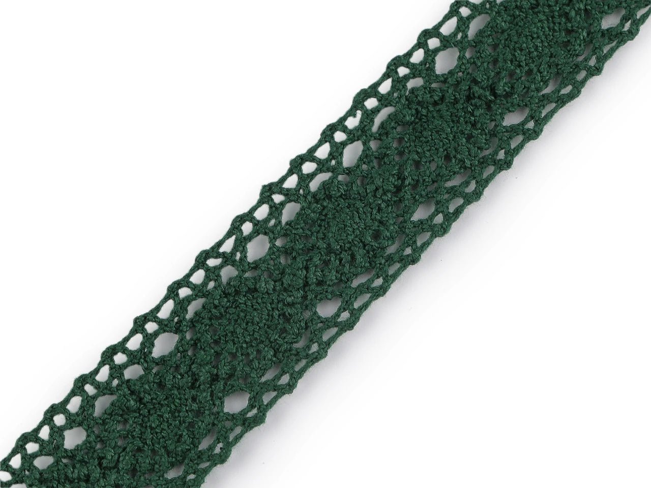 Image avec dentelle 100 % coton 3 cm - vert foncé – disponible chez Šarlotes audumi