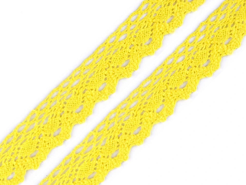 Image with 100% cotton lace|2.8 cm| yellow – available at Charlotte Fabrics