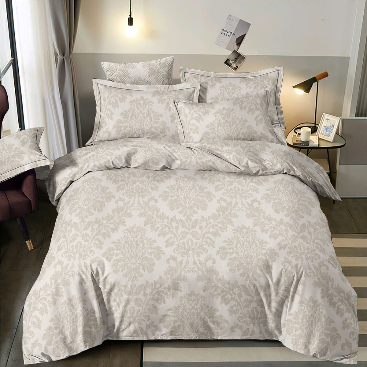 Image of 100% cotton satin with an elegant pattern, 220 cm – available online at Šarlotes audumi