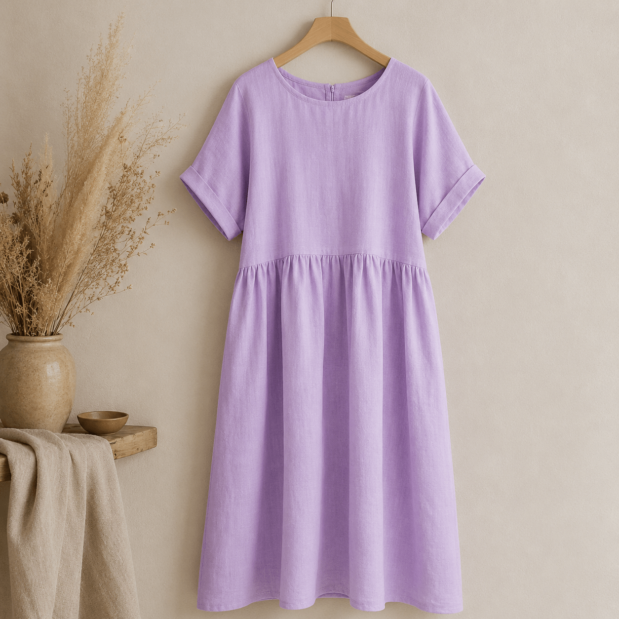 Image avec tissu de lin adouci 100 %, lilas, 165 g/m² – disponible chez Šarlotes audumi
