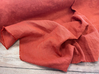 100% Softened linen-brick red (Brick) 205 g/m²
