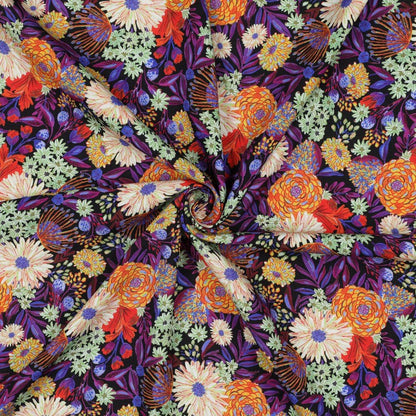 100% Viscose fabric LENZING™ ECOVERO™ - flowers 110 g/m²