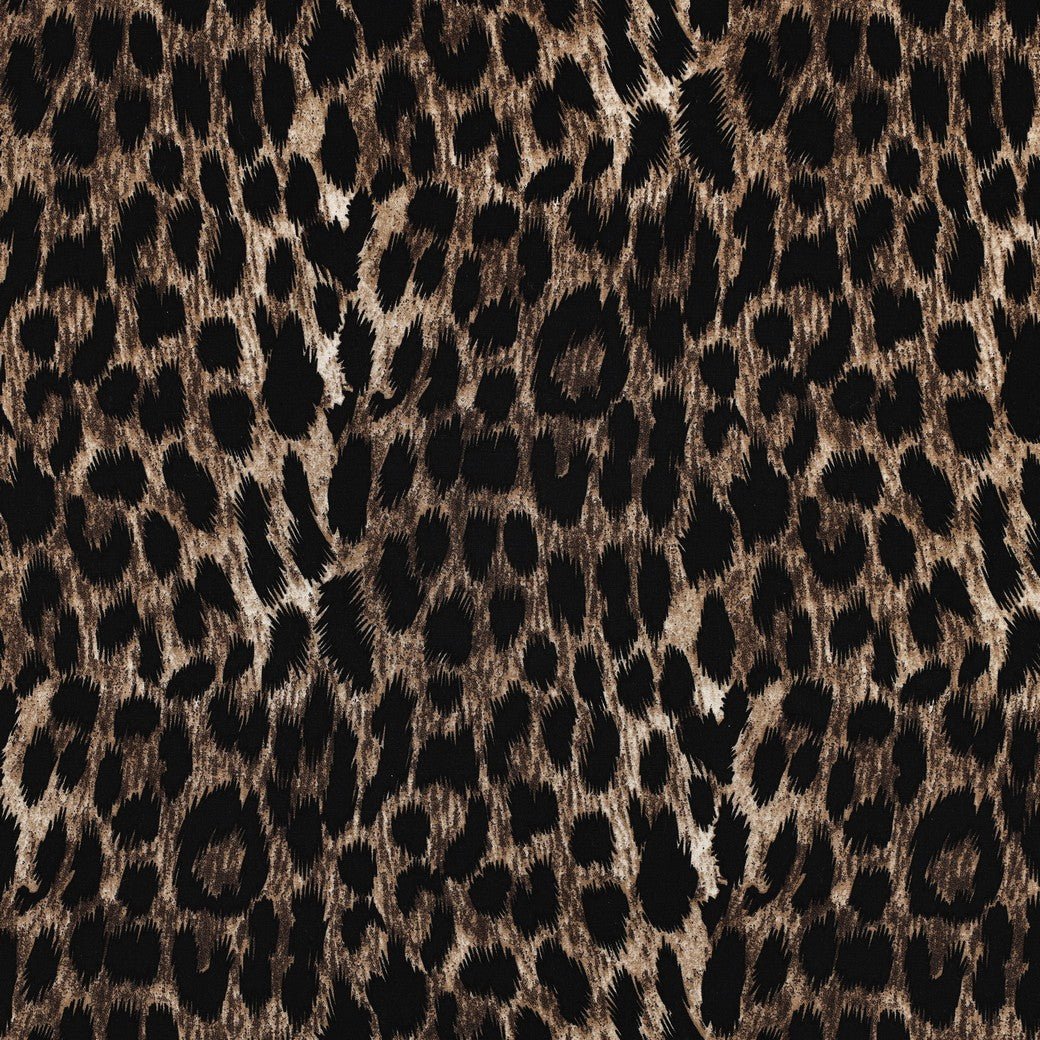 Leopard-print 100% viscose fabric, available online at Šarlotes audumi
