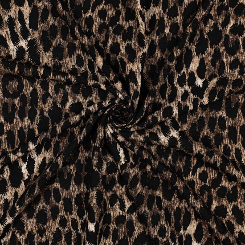 Image of 100% viscose leopard-print fabric – available online at Šarlotes audumi