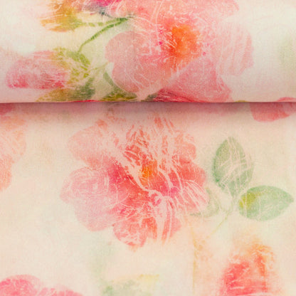 100% viscose fabric - watercolor floral colors 135 g/m²