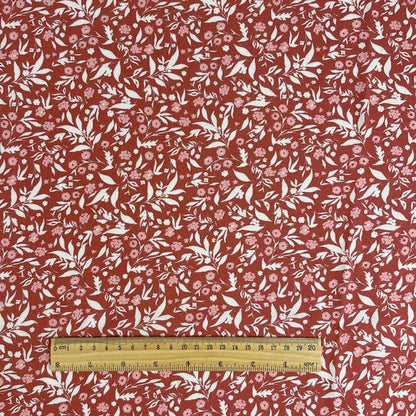 Tissu 100 % viscose - motif floral rose 125 g/m²