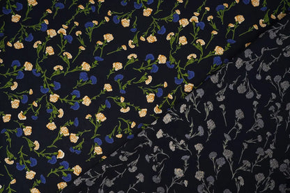 Image of 100% viscose fabric - delicate blue little flowers 135 g/m² – available at Šarlotes audumi