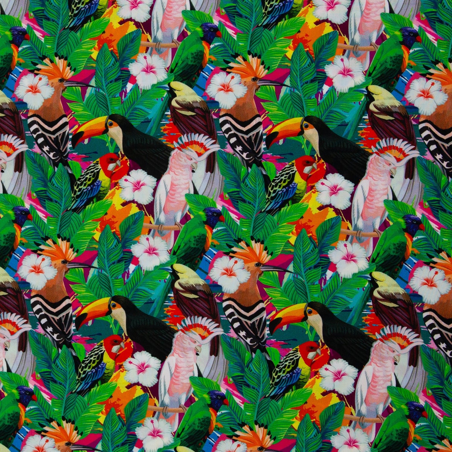 Image with 100% viscose fabric - tropical carnival 125 g/m² – available at Šarlotes audumi