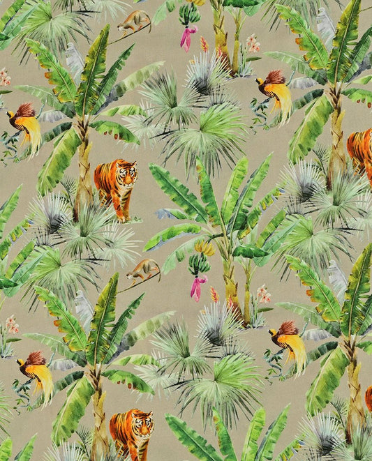 Image en tissu 100 % viscose - paradis tropical, disponible en ligne chez Tissus Charlotte