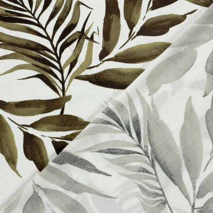 Image of 100% viscose fabric - green leaves on a white background 125 g/m² – available at Šarlotes audumi
