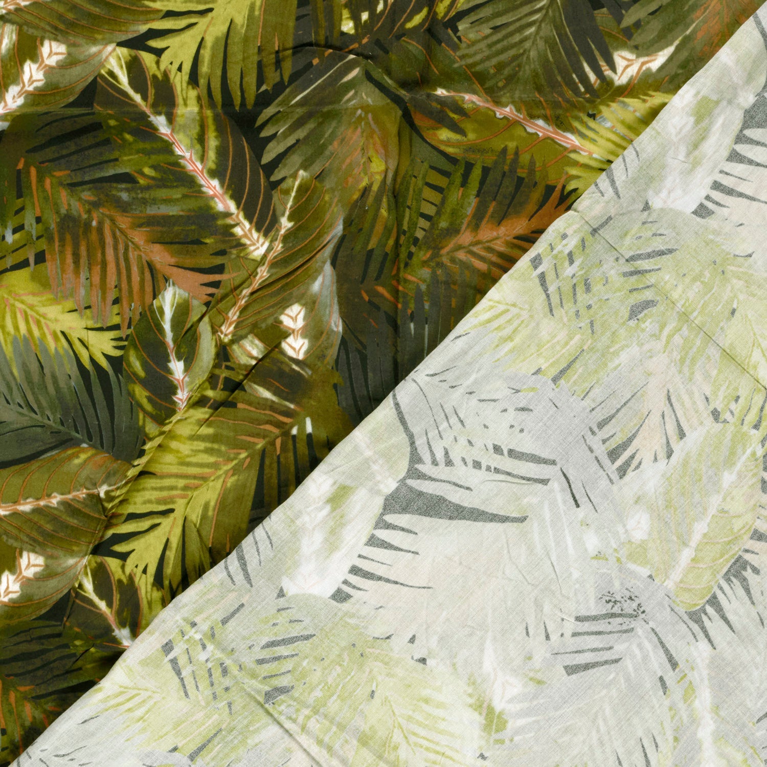 Image of 100% viscose fabric - green tropical leaves 125 g/m² – available at Šarlotes audumi