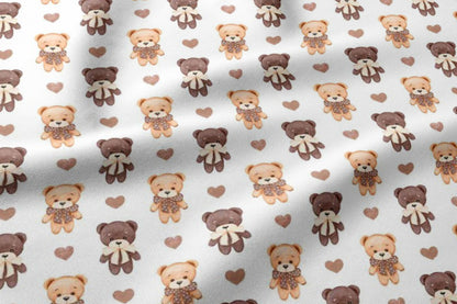 100% Cotton Fabric - Bears and Hearts