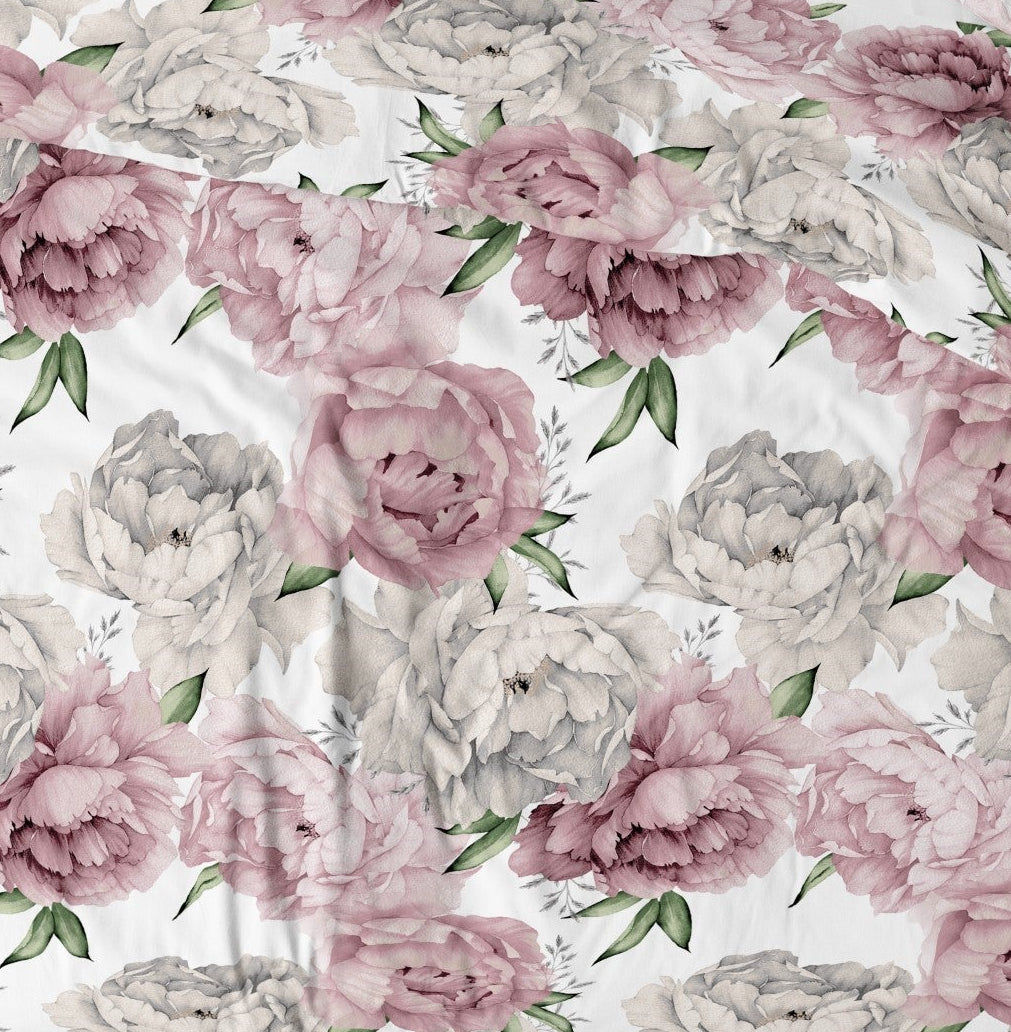 Tissu 100 % coton à pivoines 125 g/m²