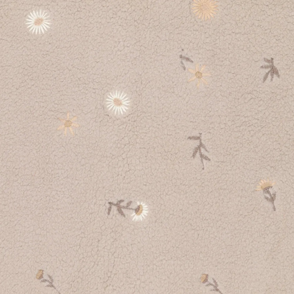 Teddy Fleece Embroidered Flowers on a Beige Background